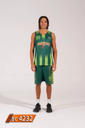 Basketbol Forması Koyu Yeşil Fıstık Yeşili ön görünüm BC4232