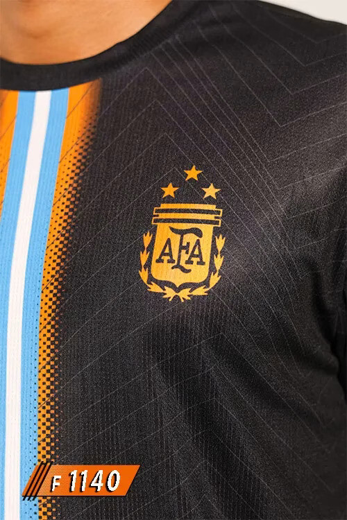 Arjantin Milli Takımı siyah halı saha forması arma ve şerit detaylı F 1140