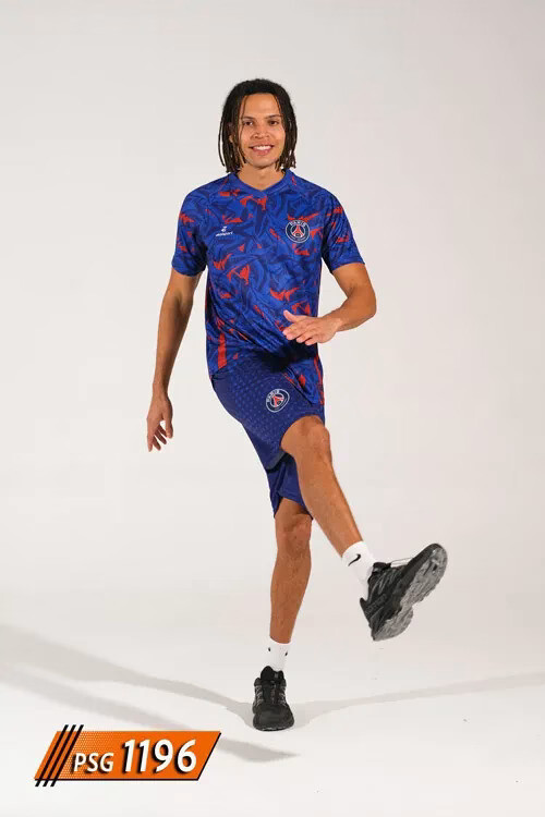 Paris Saint-Germain mavi kırmızı desenli antrenman forması PSG 1196 model ön görünüm