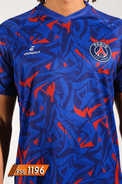 Paris Saint-Germain Mavi Kırmızı Desenli Antrenman Forması - F1196 - Görsel 3