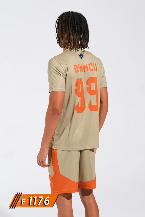 Arjantin Milli Takımı bej turuncu halı saha forması arka görünüm numara baskılı F 1176