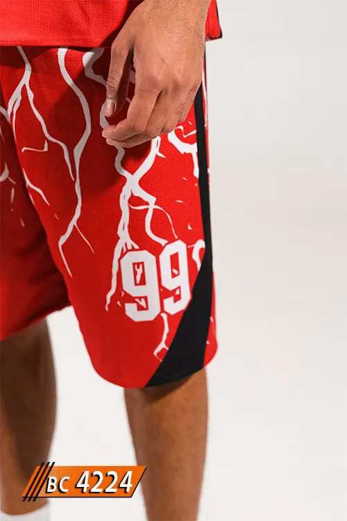 Kırmızı beyaz basketbol forması şort detayı numara baskılı BC 4224