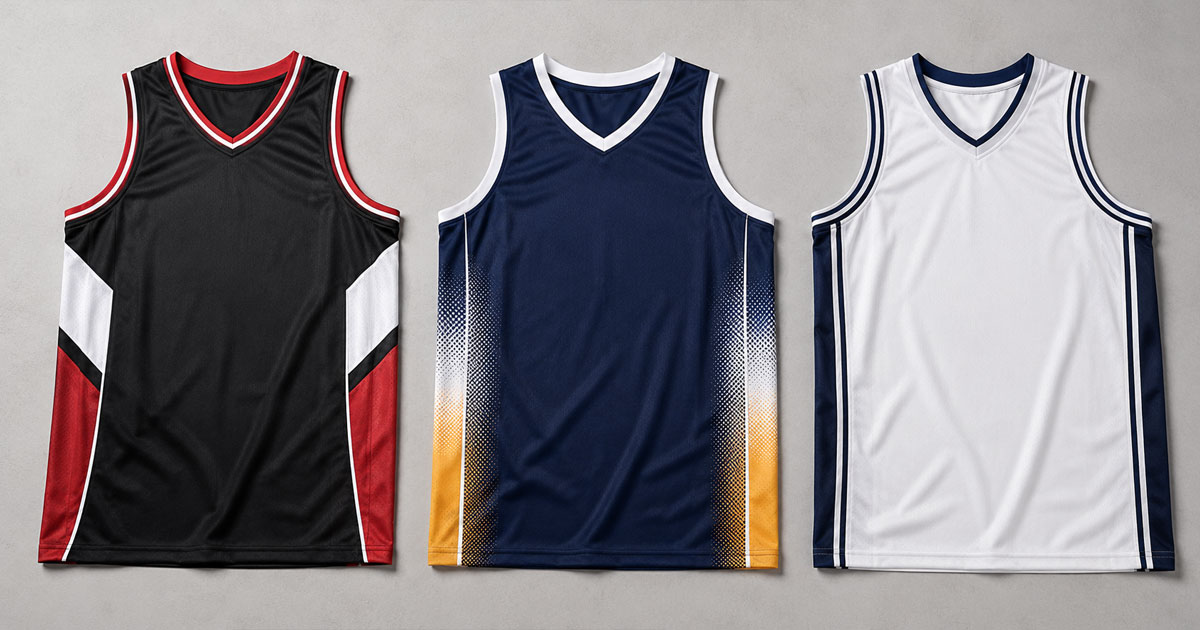 Basketbol forması tasarımında yan panel ve şerit kullanımı örnekleri