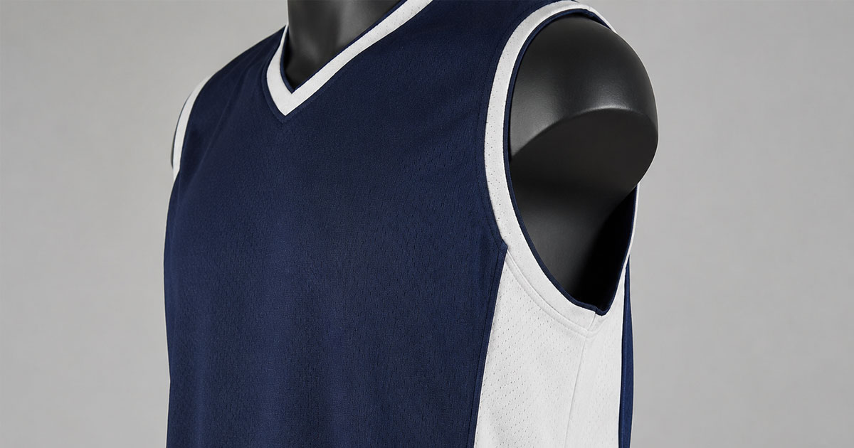 Basketbol forması tasarımında kolsuz kesim ve geniş gövde yapısı