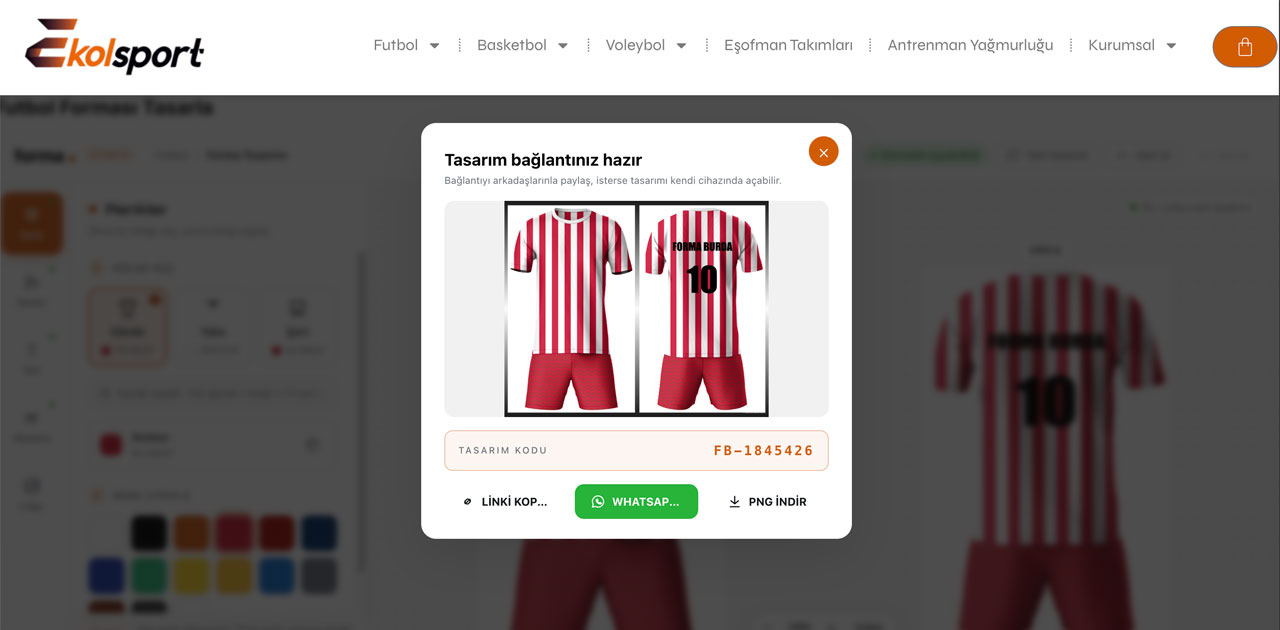 Futbol forması tasarımını paylaşma