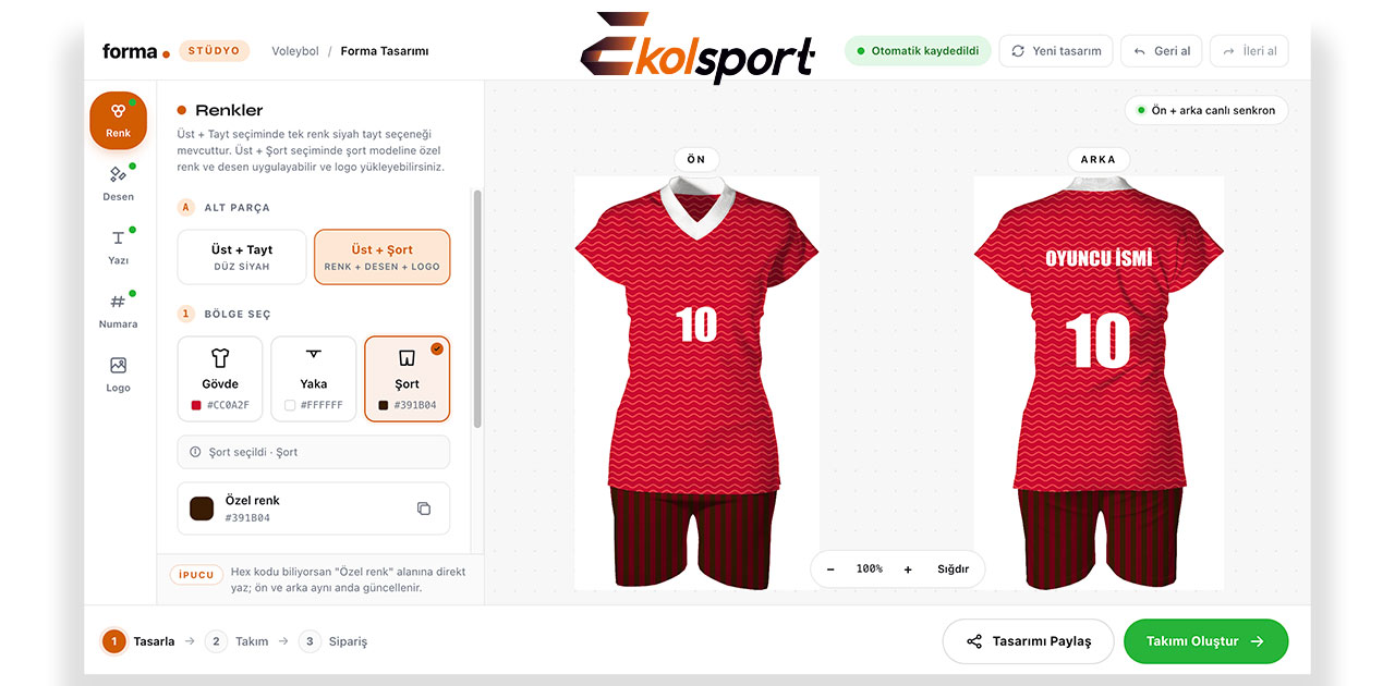 Voleybol Forması Tasarlama Aracımız Yayında