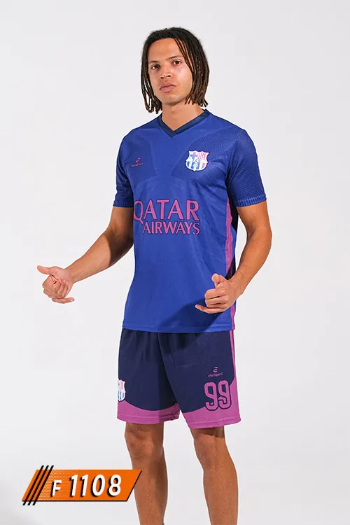 Barcelona Mavi Pembe Detaylı Futbol Forması ön görünüm F1108